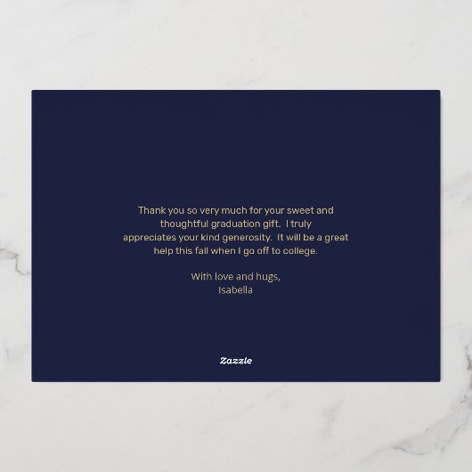 Eenvoudig minimalistisch één foto-Afstuderen Dank Folie Uitnodiging (Achterkant)