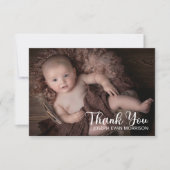 Eenvoudig minimalistisch één foto-Baby shower Dank Bedankkaart (Voorkant)