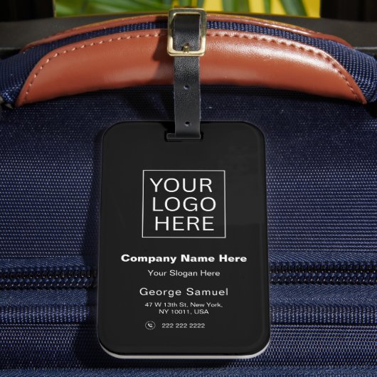 Eenvoudig Minimalistisch Eigen Logo & Tekst Bagagelabel (Voorkant Insitu 2)