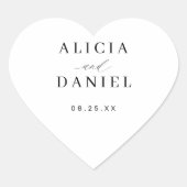 Eenvoudig minimalistisch elegant bruiloft-label hart sticker (Voorkant)