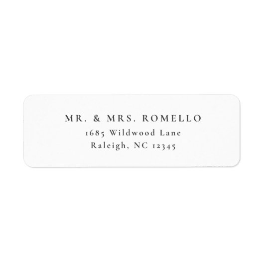 Eenvoudig minimalistisch elegant bruiloft retour a etiket (Voorkant)
