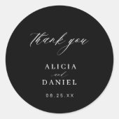 Eenvoudig minimalistisch elegant huwelijk gunst kl ronde sticker (Voorkant)
