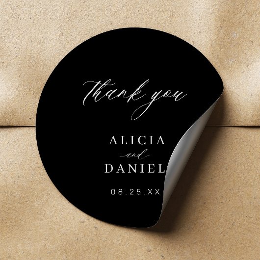 Eenvoudig minimalistisch elegant huwelijk gunst kl ronde sticker