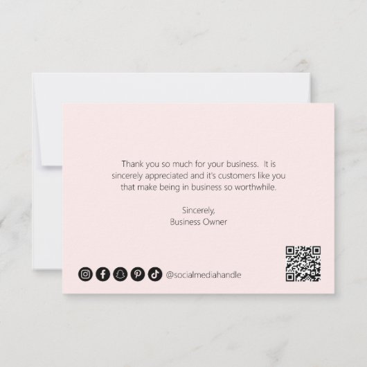 Eenvoudig minimalistisch elegant modern roze bedri bedankkaart (Achterkant)