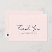 Eenvoudig minimalistisch elegant modern roze bedri bedankkaart (Voorkant / Achterkant)