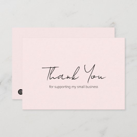 Eenvoudig minimalistisch elegant modern roze bedri bedankkaart (Voorkant / Achterkant)