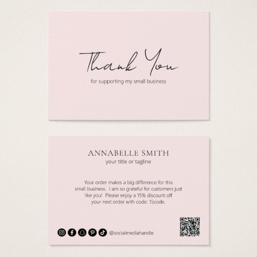 Eenvoudig minimalistisch elegant modern roze beste visitekaartje (Voorkant /achterkant)