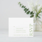Eenvoudig minimalistisch elegant Sage Text Wedding RSVP Kaartje (Staand voorkant)