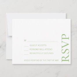 Eenvoudig minimalistisch elegant Sage Text Wedding RSVP Kaartje