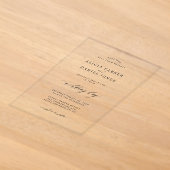 Eenvoudig minimalistisch elegant script duidelijk acryl uitnodigingen (Laagn)