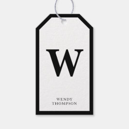 Eenvoudig minimalistisch elegant zwart-wit monogra cadeaulabel