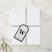 Eenvoudig minimalistisch elegant zwart-wit monogra cadeaulabel (Met Touw)