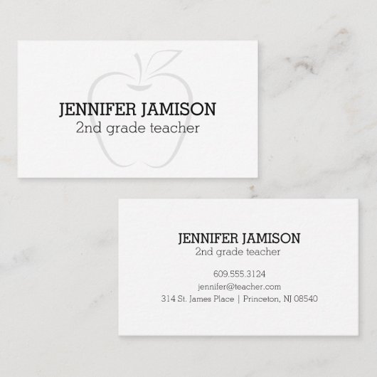 Eenvoudig minimalistisch elegant zwart-witleraar visitekaartje (Voorkant / Achterkant)