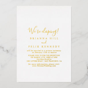 Eenvoudig minimalistisch Elopement Reception Gold Folie Uitnodiging