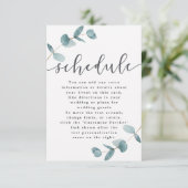 Eenvoudig minimalistisch eucalyptus chic bruiloft  informatiekaartje (Staand voorkant)