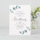Eenvoudig Minimalistisch Eucalyptus Frame Script T Kaart (Staand voorkant)