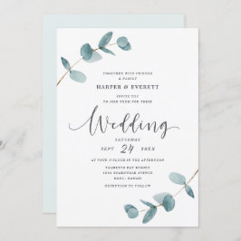Eenvoudig Minimalistisch Eucalyptus Frame Script T Kaart