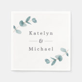 Eenvoudig minimalistisch eucalyptus Lijst bruiloft Servet (Voorkant)