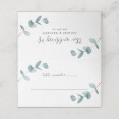 Eenvoudig minimalistisch Eucalyptus Trouwtafel num Plaatskaartje (Buitenkant ongevouwen)