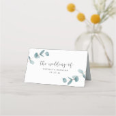 Eenvoudig minimalistisch Eucalyptus Trouwtafel num Plaatskaartje (Achterkant)