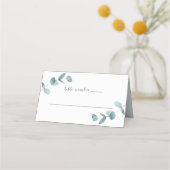 Eenvoudig minimalistisch Eucalyptus Trouwtafel num Plaatskaartje (Voorkant)