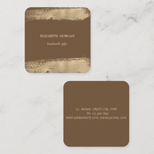 Eenvoudig, minimalistisch, Faux Gold Bruske Vierkante Visitekaartje (Voorkant / Achterkant)
