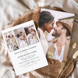 Eenvoudig minimalistisch foto Elegant White Weddin Kaart