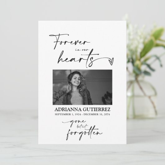 Eenvoudig minimalistisch foto-herdenkingsprogramma programmakaart (Staand voorkant)