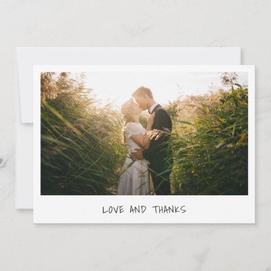 Eenvoudig minimalistisch foto Modern Wedding Bedankkaart (Voorkant)