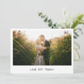 Eenvoudig minimalistisch foto Modern Wedding Bedankkaart (Staand voorkant)