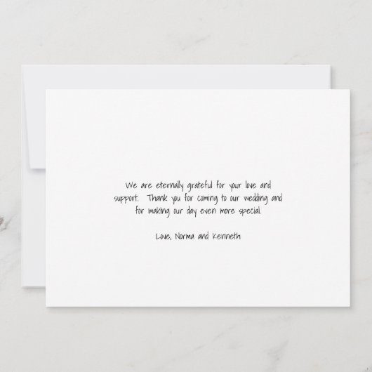 Eenvoudig minimalistisch foto Modern Wedding Bedankkaart (Achterkant)