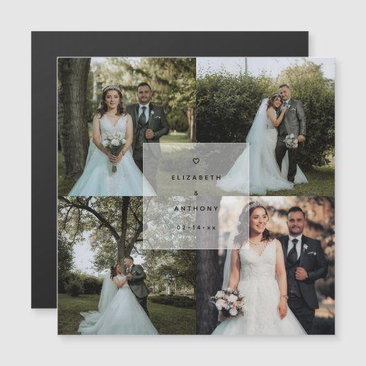 Eenvoudig minimalistisch fotocollage bruiloft Dank (Voorkant / Achterkant)