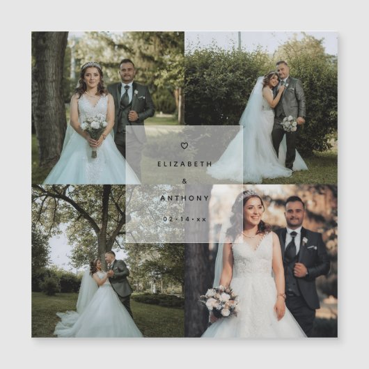 Eenvoudig minimalistisch fotocollage bruiloft Dank (Voorkant)