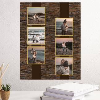 Eenvoudig minimalistisch fotocollage op houtkorrel folie afdrukken
