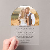 Eenvoudig minimalistisch fotohuwelijk acryl uitnodigingen (Insitu (Draagbaar))