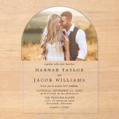 Eenvoudig minimalistisch fotohuwelijk acryl uitnodigingen (Voorkant)