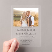 Eenvoudig minimalistisch fotohuwelijk acryl uitnodigingen (Insitu (Draagbaar))