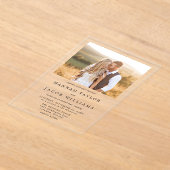 Eenvoudig minimalistisch fotohuwelijk acryl uitnodigingen (Laagn)