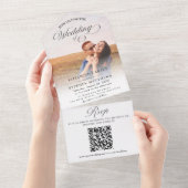 Eenvoudig minimalistisch fotohuwelijk all in one uitnodiging (Afscheurbaar)