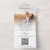 Eenvoudig minimalistisch fotohuwelijk all in one uitnodiging (Binnen)