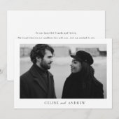 Eenvoudig minimalistisch fotohuwelijk bedankkaart (Voorkant / Achterkant)