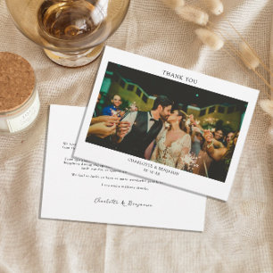 Eenvoudig minimalistisch fotohuwelijk bedankkaart