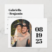 Eenvoudig minimalistisch fotohuwelijk briefkaart (Voorkant / Achterkant)