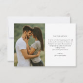 Eenvoudig minimalistisch fotohuwelijk save the date (Achterkant)