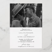 Eenvoudig minimalistisch fotokoppel - Gold Folie Uitnodiging (Achterkant)