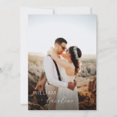 Eenvoudig minimalistisch fotoscript huwelijk kaart (Achterkant)