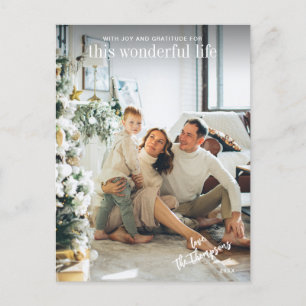 Eenvoudig minimalistisch fotoscript kerst feestdagenkaart