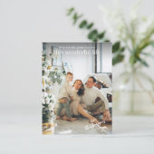 Eenvoudig minimalistisch fotoscript kerst feestdagenkaart (Staand voorkant)