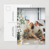 Eenvoudig minimalistisch fotoscript kerst feestdagenkaart (Voorkant / Achterkant)