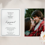 Eenvoudig minimalistisch fotoverlovingsfeest kaart<br><div class="desc">Deze eenvoudige minimalistische uitnodiging voor een verlovingsfeestje met foto's is perfect voor uw elegante moderne bruiloft. Dit ontwerp heeft een zwart eenvoudig script op een neutrale, heldere witte achtergrond die past bij uw klassieke traditionele bruiloft of minimalistische boho-bruiloft in het voorjaar, de zomer, de herfst of de winter. Neem gerust...</div>